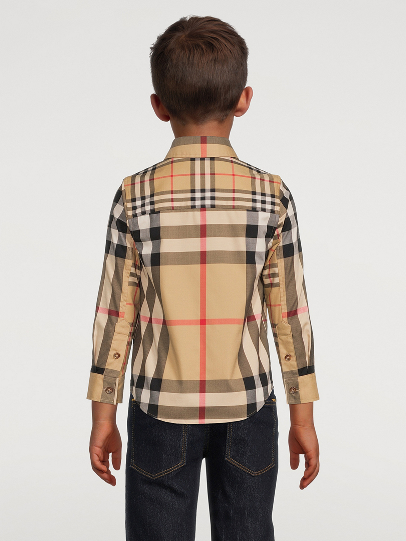 Patchwork Check Stretch Cotton Shirt