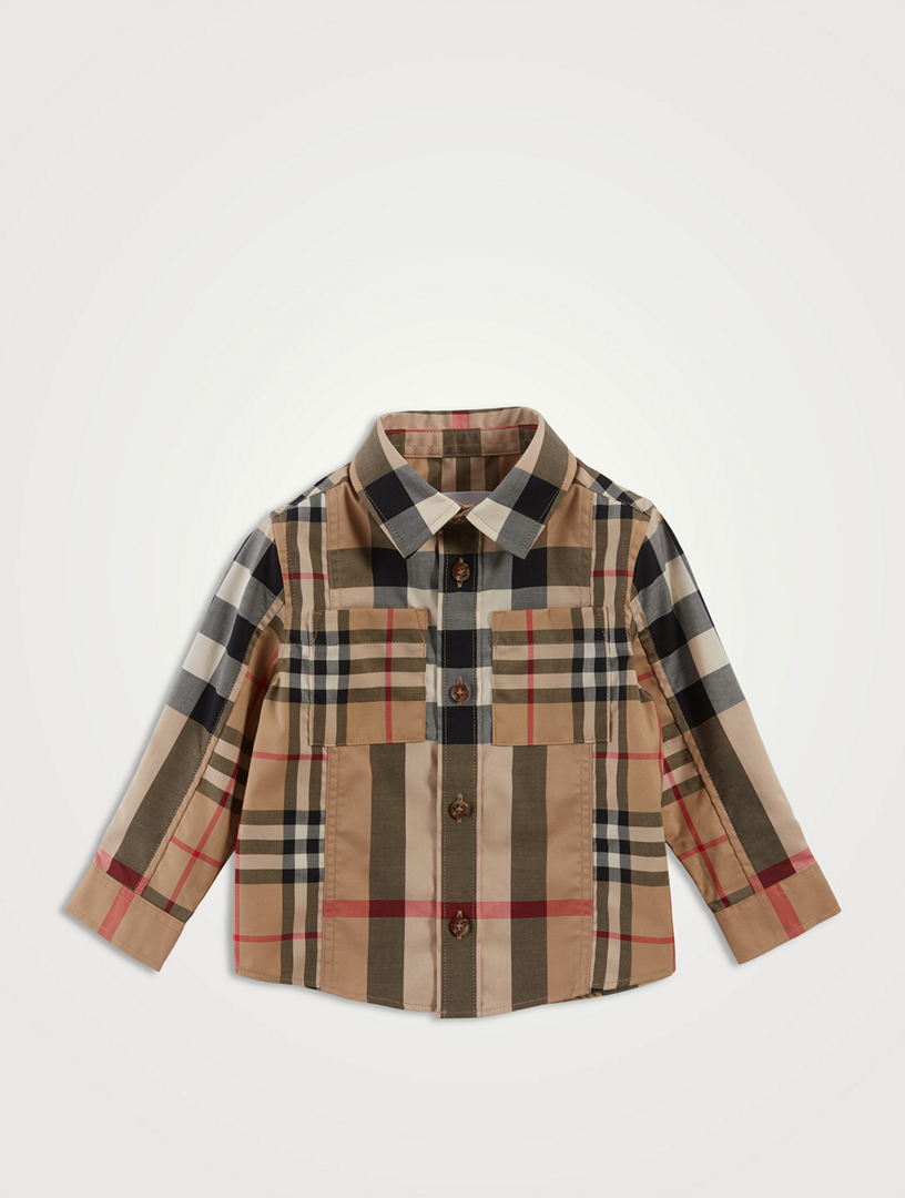 Patchwork Check Stretch Cotton Shirt