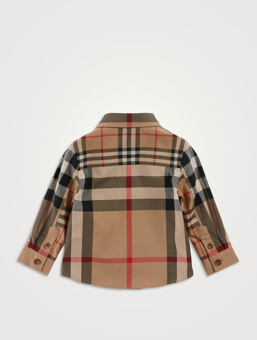 Patchwork Check Stretch Cotton Shirt