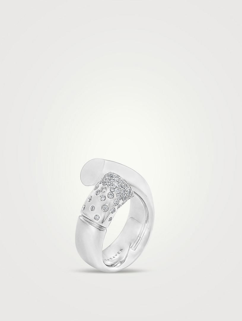 Oera 18K White Gold Ring With Diamonds