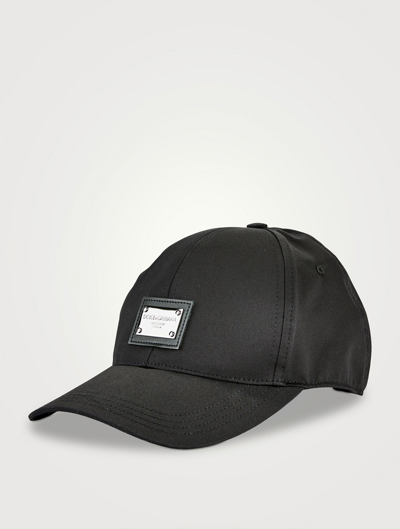 Stretch Cotton Baseball Cap With Logo Plate