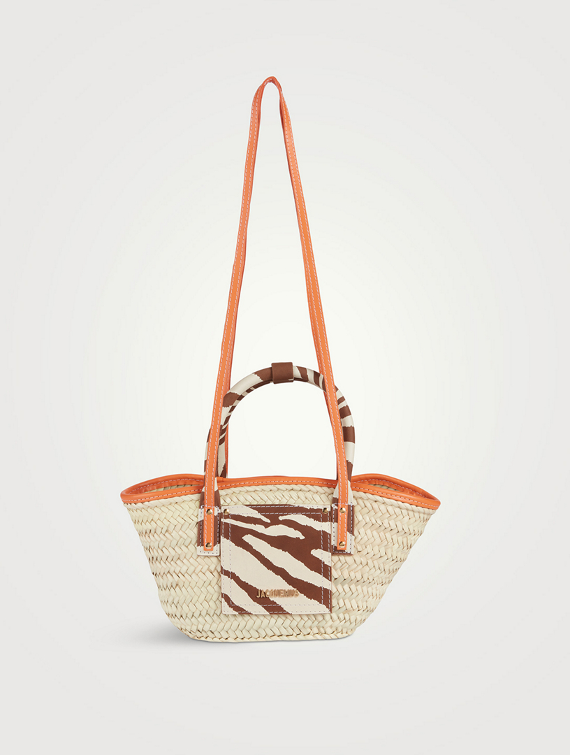 Mango straw bag with best sale front panel in tan