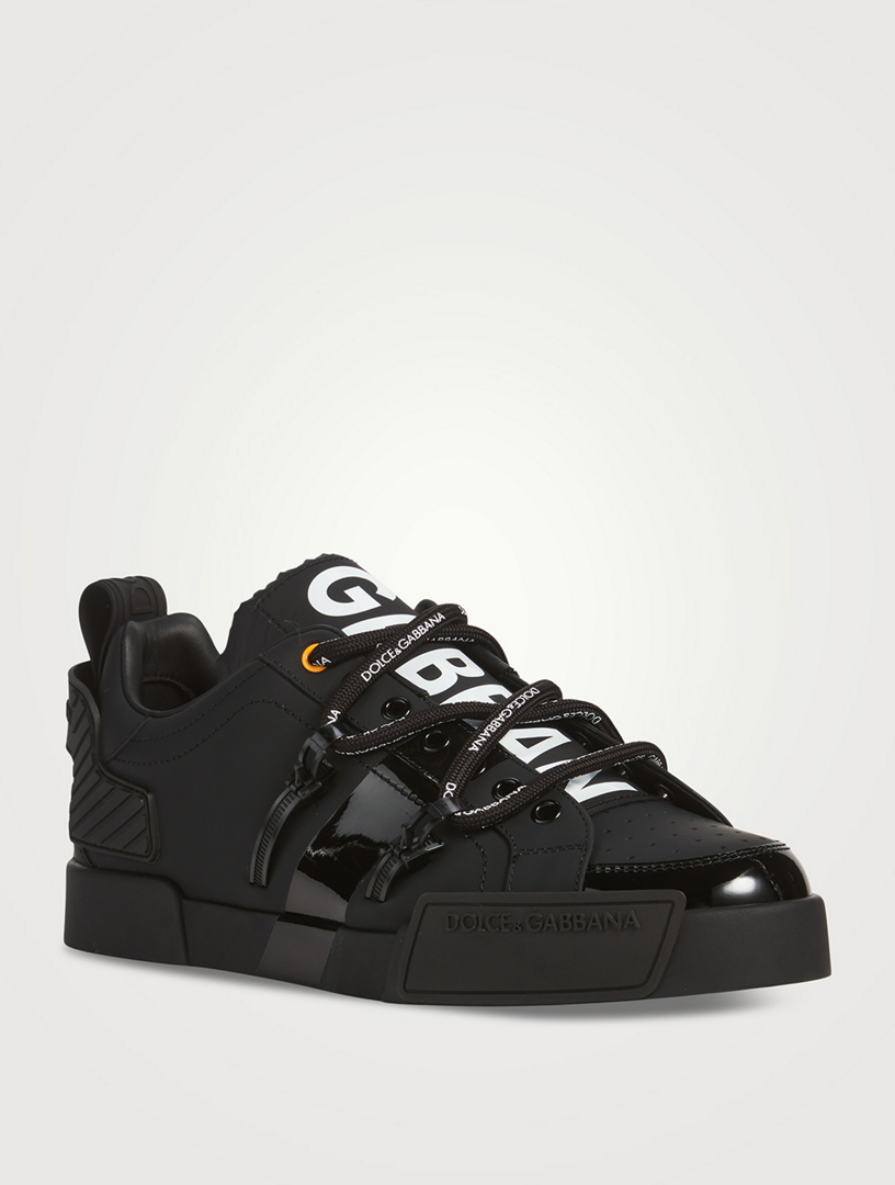 DOLCE & GABBANA Portofino Leather Sneakers With Patent Leather