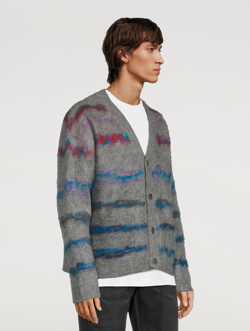 Mohair-Blend Jacquard Knit Cardigan