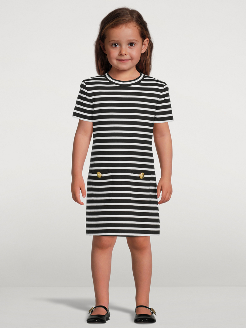 BALMAIN Kids Short-Sleeve Dress In Striped Print | Holt Renfrew