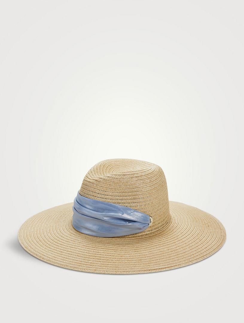 EUGENIA KIM Cassidy Packable Straw Hat With Satin Scarf | Holt Renfrew