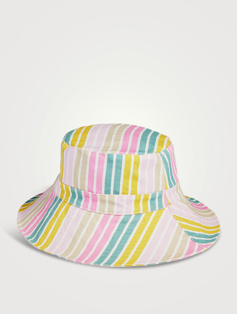 GANNI Striped Recycled Tech Bucket Hat | Holt Renfrew display picture 2
