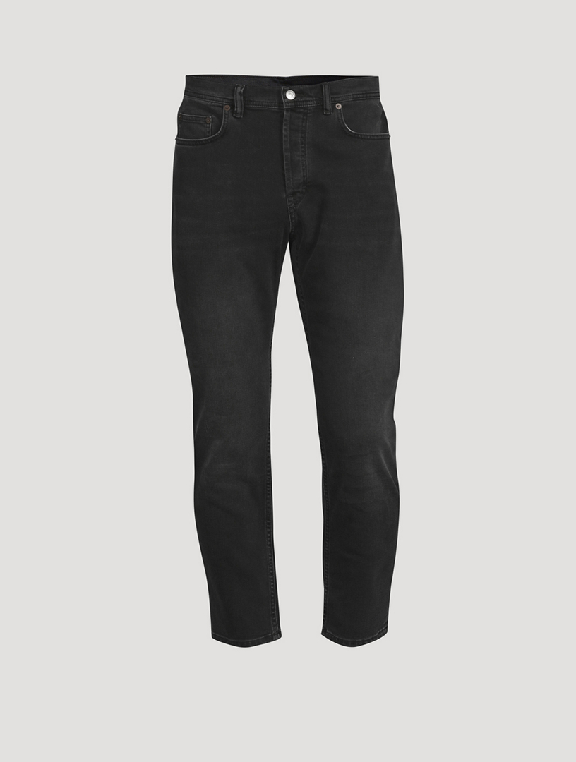 Black slim fit tapered hot sale jeans