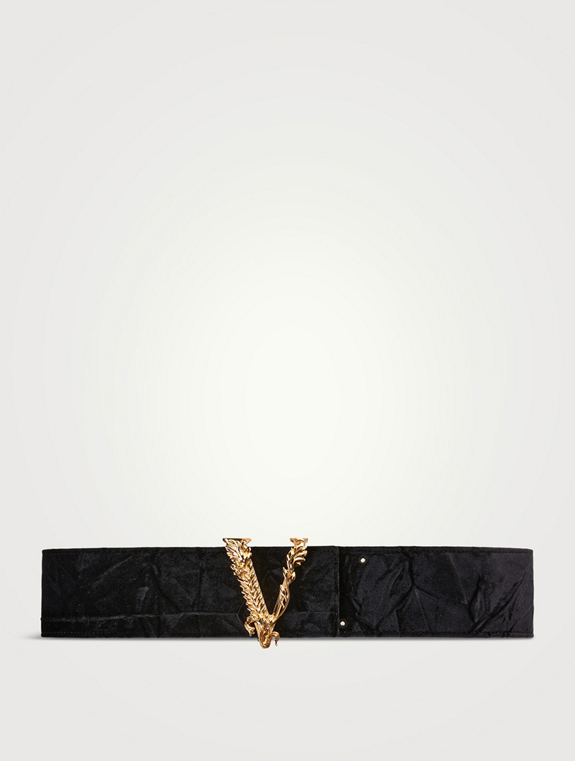 VERSACE Virtus Wide Velvet And Leather Belt Holt Renfrew