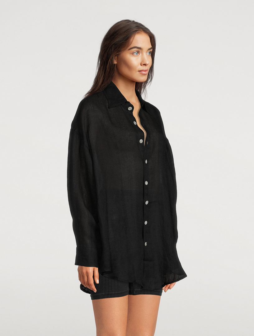 Playa Linen Oversized Shirt Dress