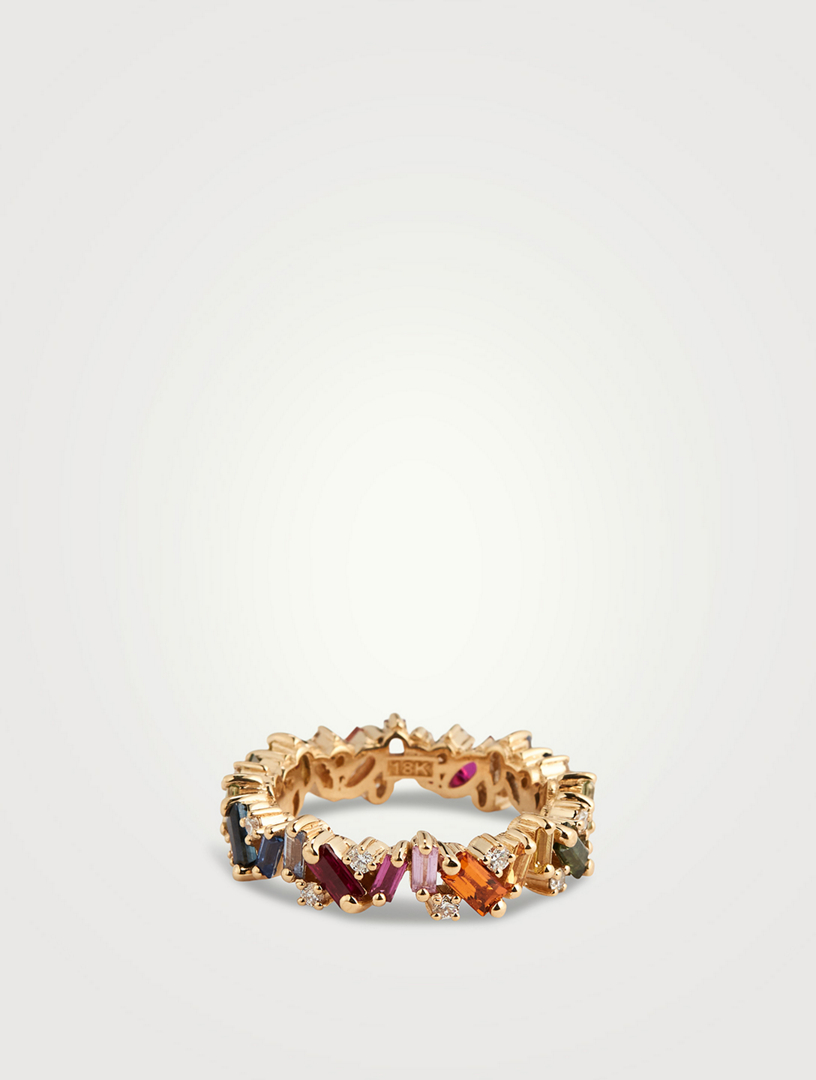 Rainbow Fireworks 18K Gold Frenzy Eternity Band With Sapphires And Diamonds