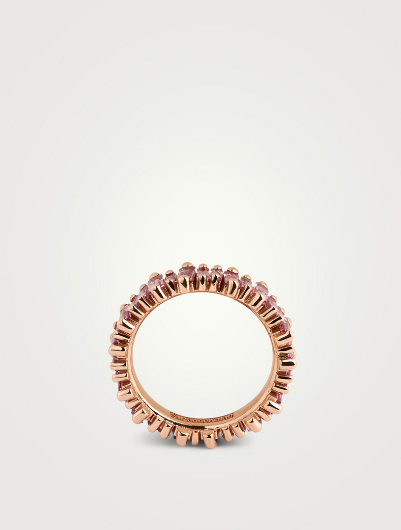 18K Rose Gold Eternity Band With Pink Sapphire