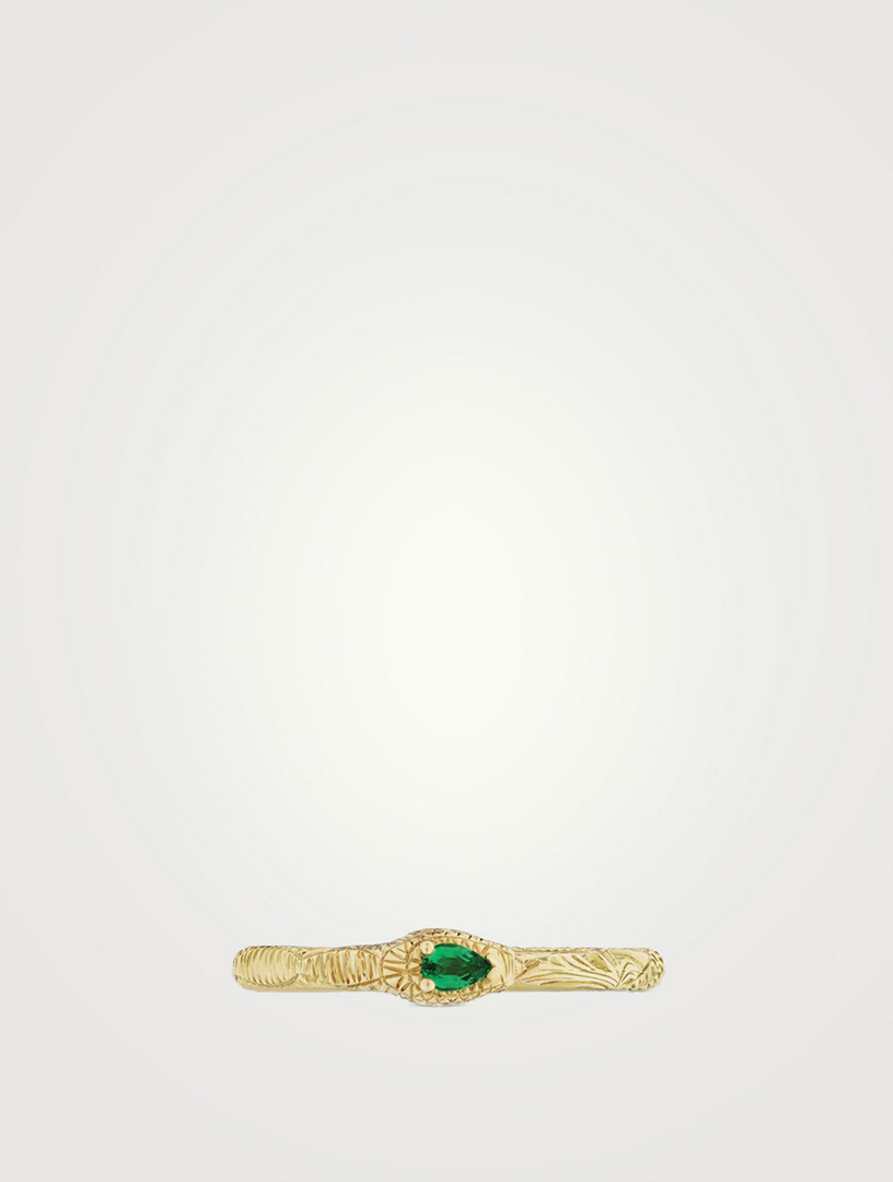 Ouroboros 18K Gold Ring With Emerald