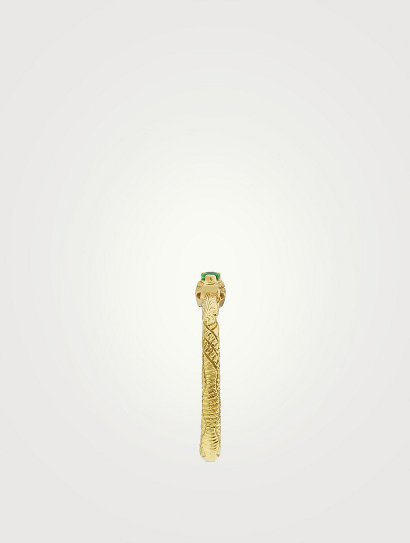 Ouroboros 18K Gold Ring With Emerald