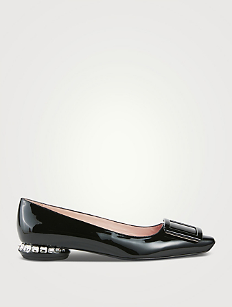 Strass Heel Patent Leather Ballet Flats