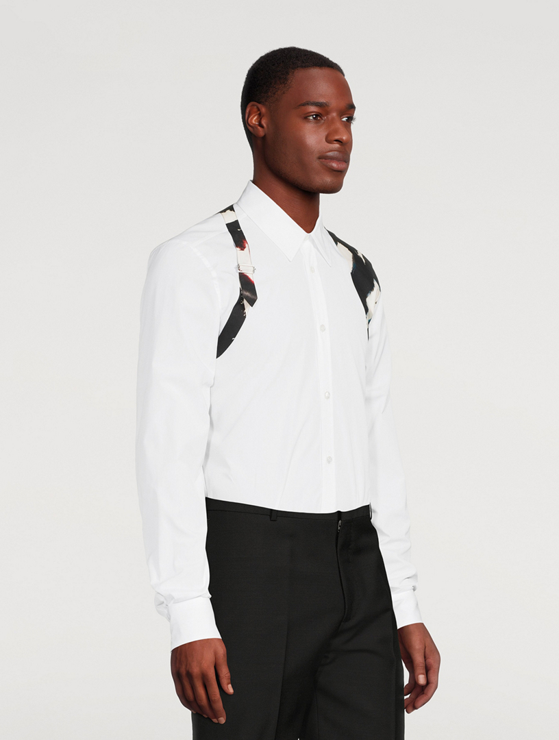 Chemise Alexander McQueen Blanche à Motif Harnais - Coton - Taille 16.5