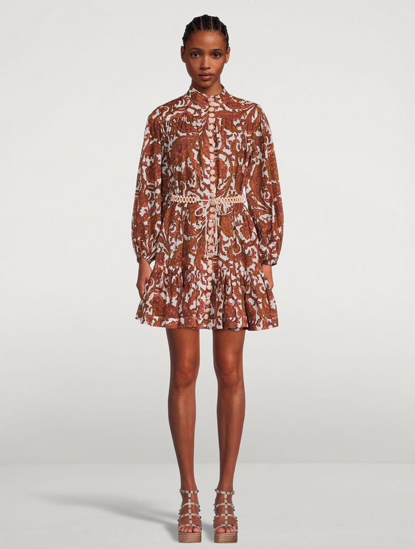 ZIMMERMANN Tiggy Cotton Mini Dress In Paisley Print | Holt Renfrew