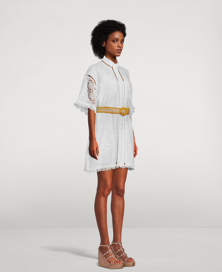 ZIMMERMANN Laurel Belted Lace Shirt Dress Holt Renfrew