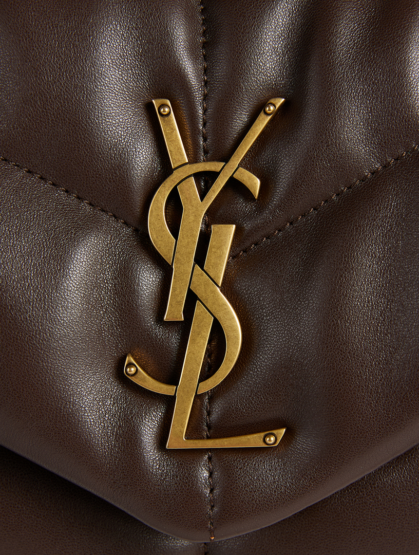 Saint Laurent Small Lou Lou Puffer Chain Bag in Dark Ganache, Chocolate.  Size all.