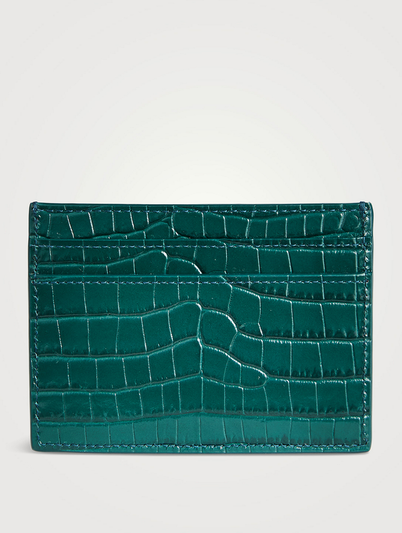 YSL Monogram Croc-Embossed Leather Card Case