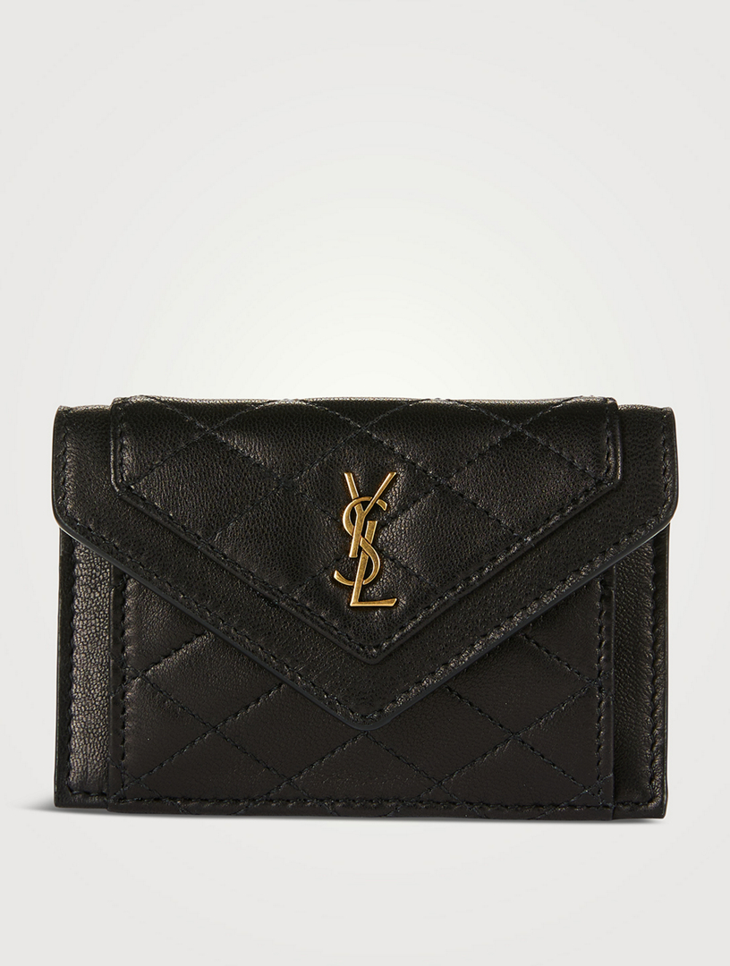 Saint Laurent Gaby Flap Card Case in Brown