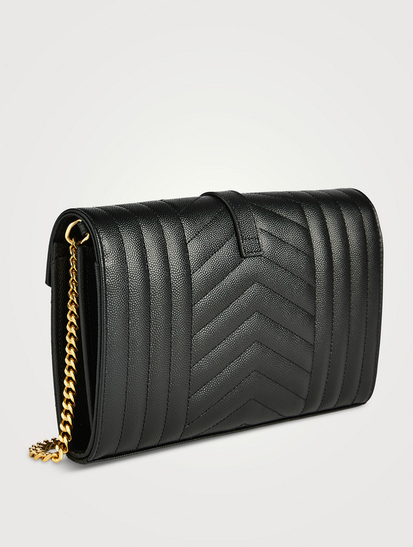 Saint Laurent Ysl Chevron Card Holder - Noir