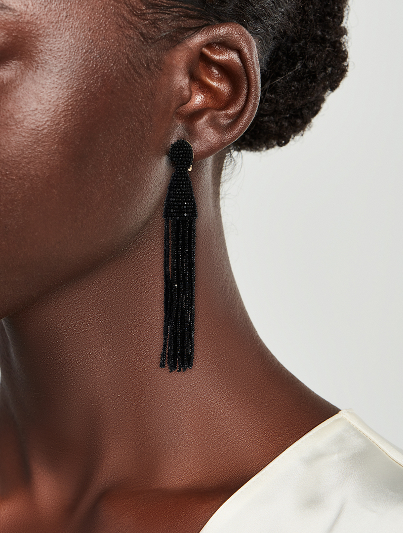 Beaded Tassel Clip-On Earrings