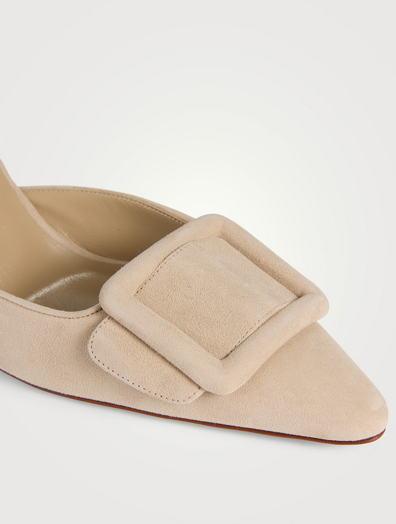 MANOLO BLAHNIK Maysale 70 Suede Mules | Holt Renfrew