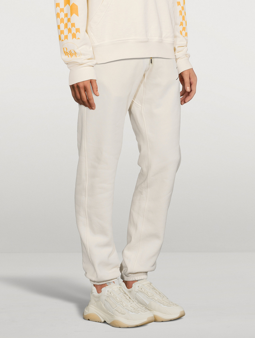 NWT $635 Rhude Cream White Logo Embroidered Lounge Pants Sweatpants XL  AUTHENTIC
