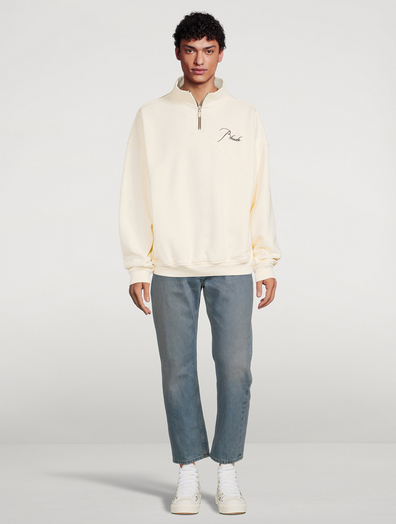 トップス Rhude Quarter Zip Sweatshirt M Rhude Embroidered Logo Quarter-Zip Sweater | Sweaters