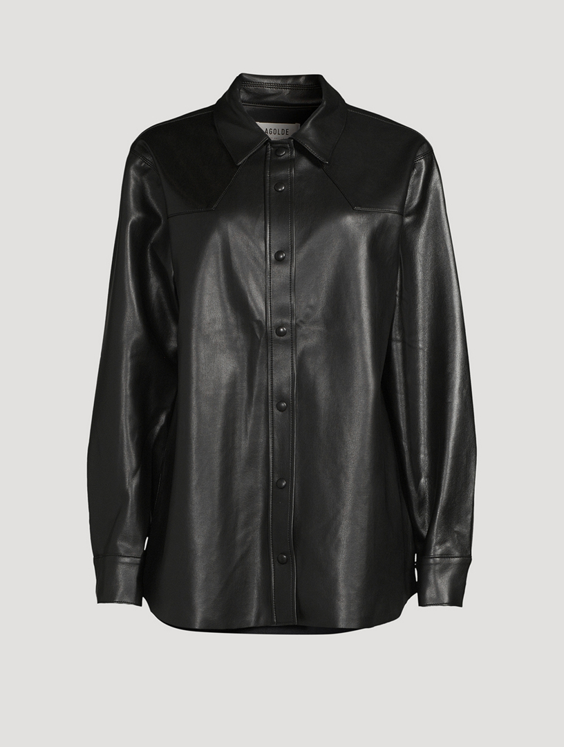 AGOLDE Leif Vegan Leather Shirt Holt Renfrew