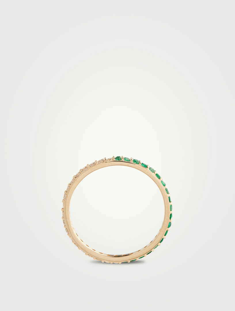 Classique 14K Gold Eternity Band With Emeralds And Diamonds