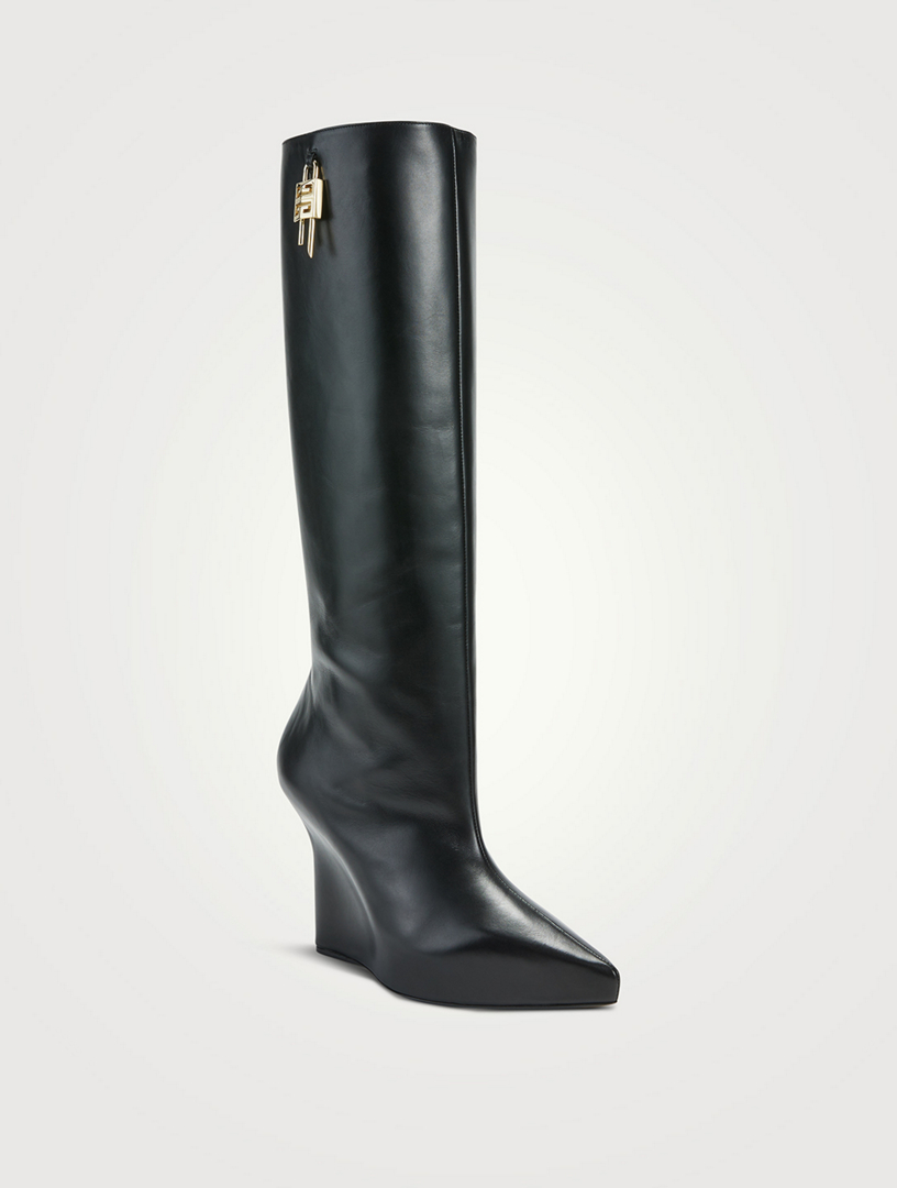 G Lock Leather Knee-High Boots