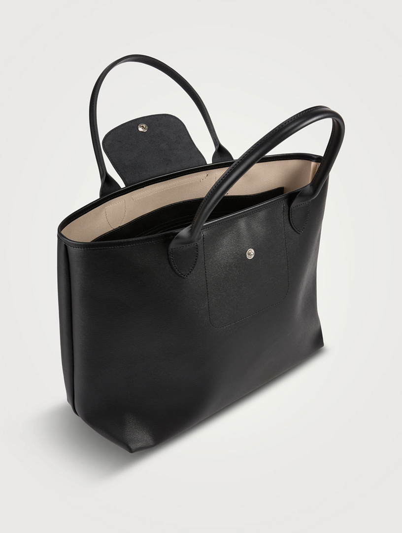 Longchamp Le Pliage City Coated Canvas Tote In Black