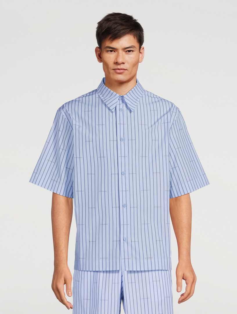 Poplin Short-Sleeve Shirt In Striped Print