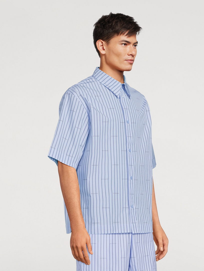 Poplin Short-Sleeve Shirt In Striped Print