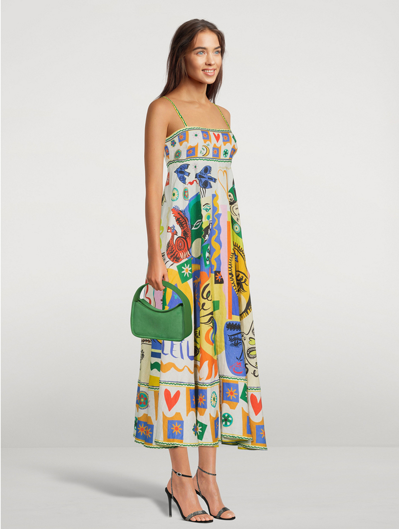 ALEMAIS Soleil Printed Linen Midi Dress | Holt Renfrew