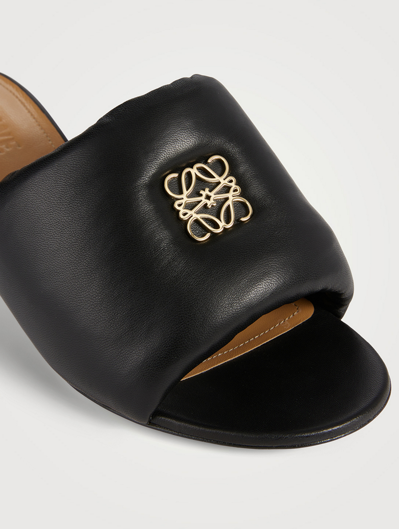 【LOEWE】 Anagram leather mules Loewe - Black Leather Anagram Heel Mule, 60mm | Mitchell Stores