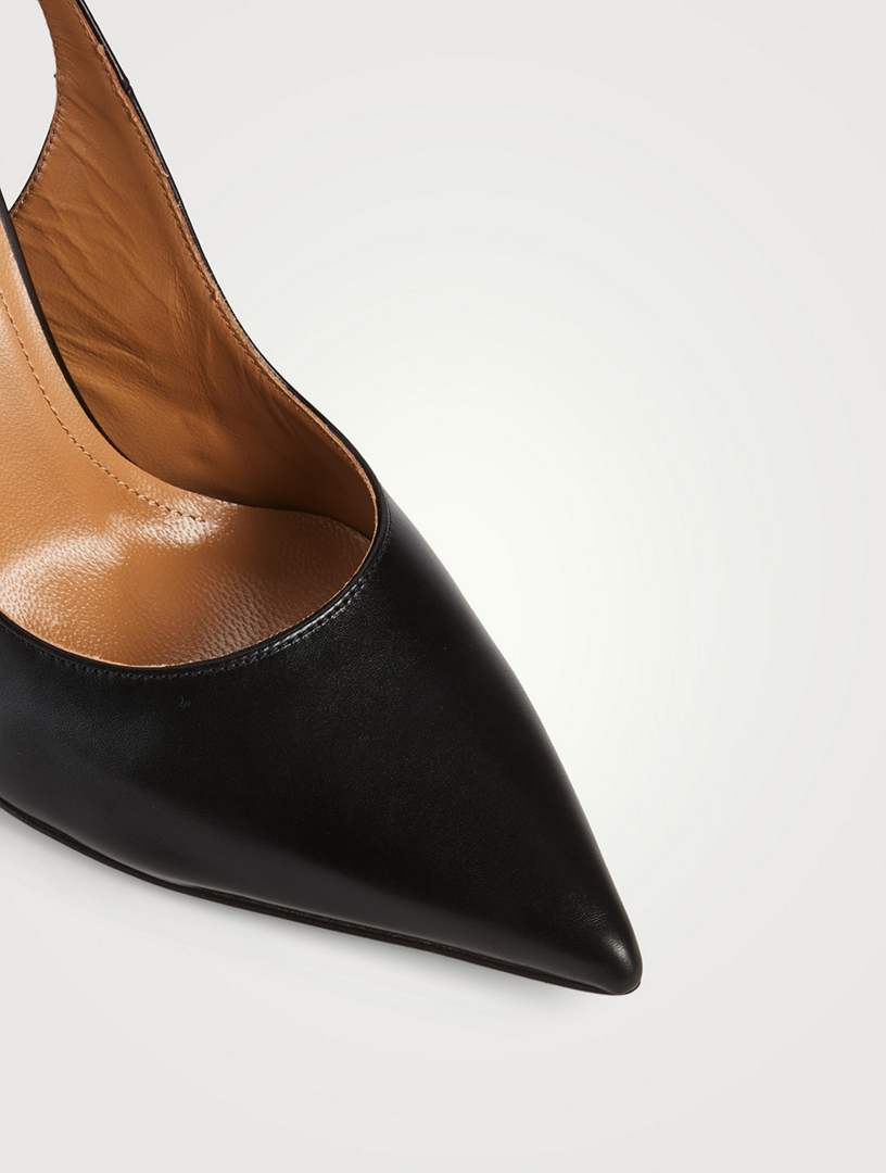 Rose Heel Leather Slingback Pumps