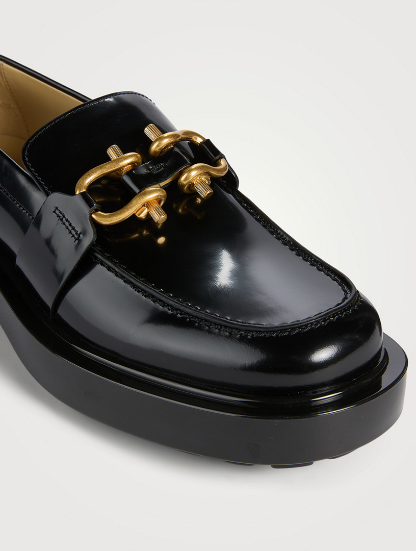 BOTTEGA VENETA Monsieur Patent Leather Loafers  Black