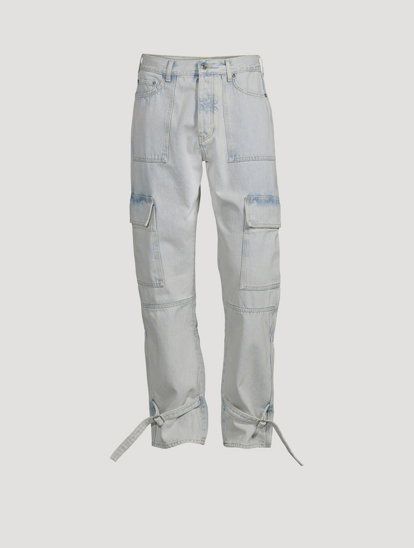 White denim hot sale cargo pants