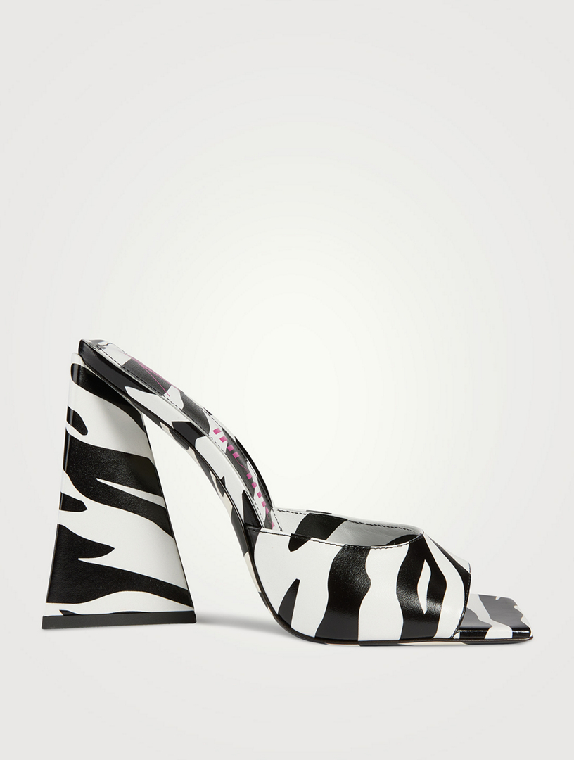 Devon Leather Mules Zebra Print