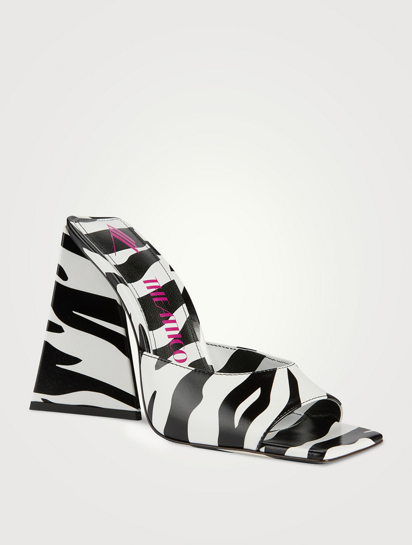 Devon Leather Mules Zebra Print