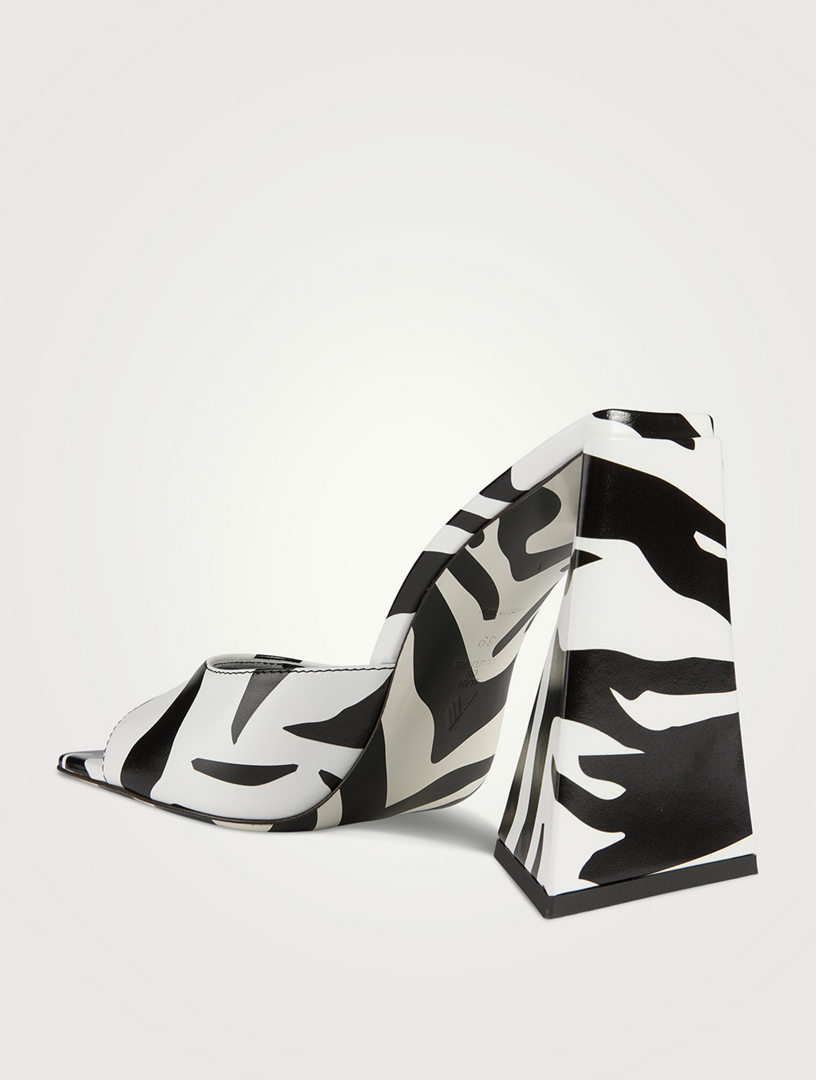 Devon Leather Mules Zebra Print