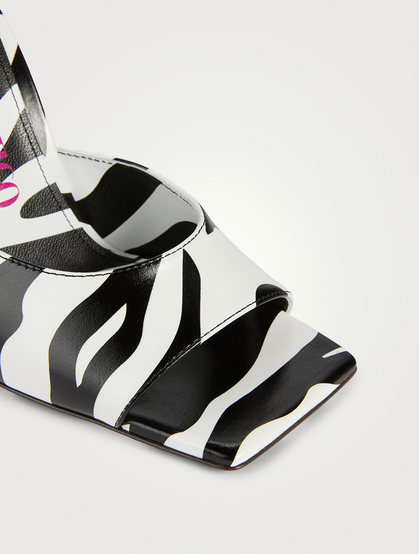 Devon Leather Mules Zebra Print