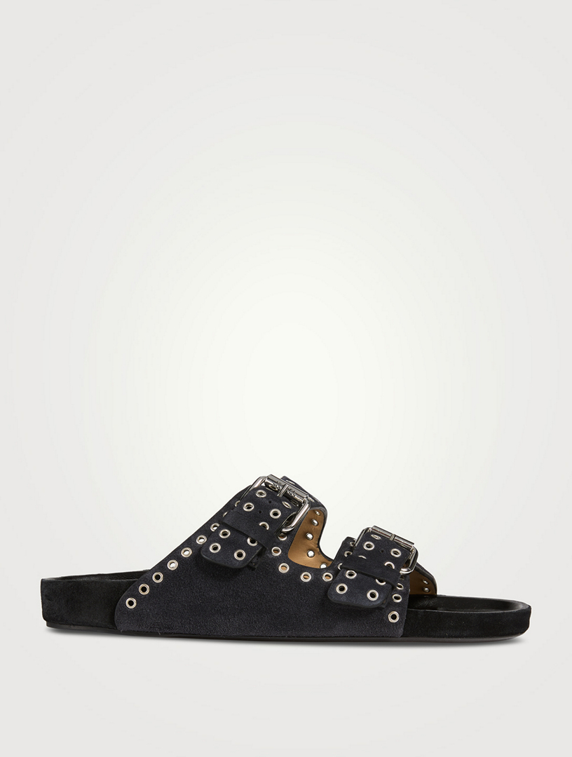 Lennyo Grommet Suede Slide Sandals