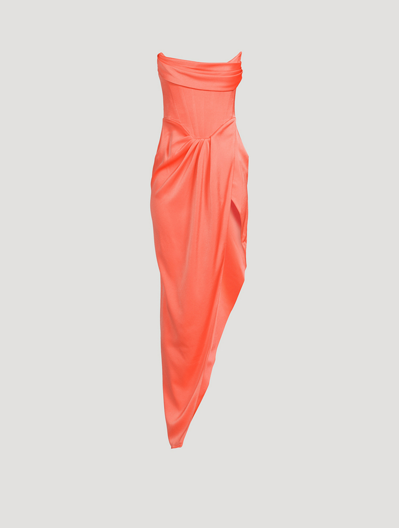 ALEX PERRY Strapless draped satin-crepe gown