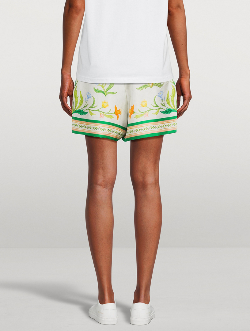 L'Arche Fleurie Silk Shorts