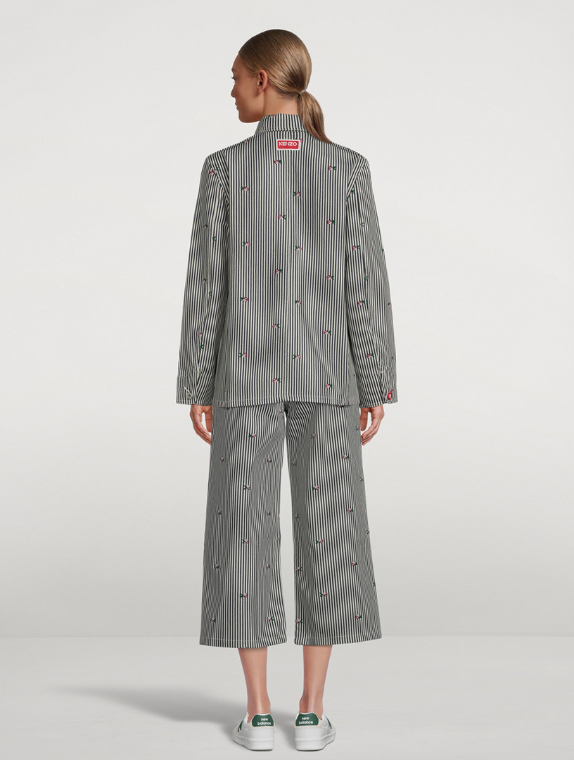 Workwear Denim Jacket Stripe Print