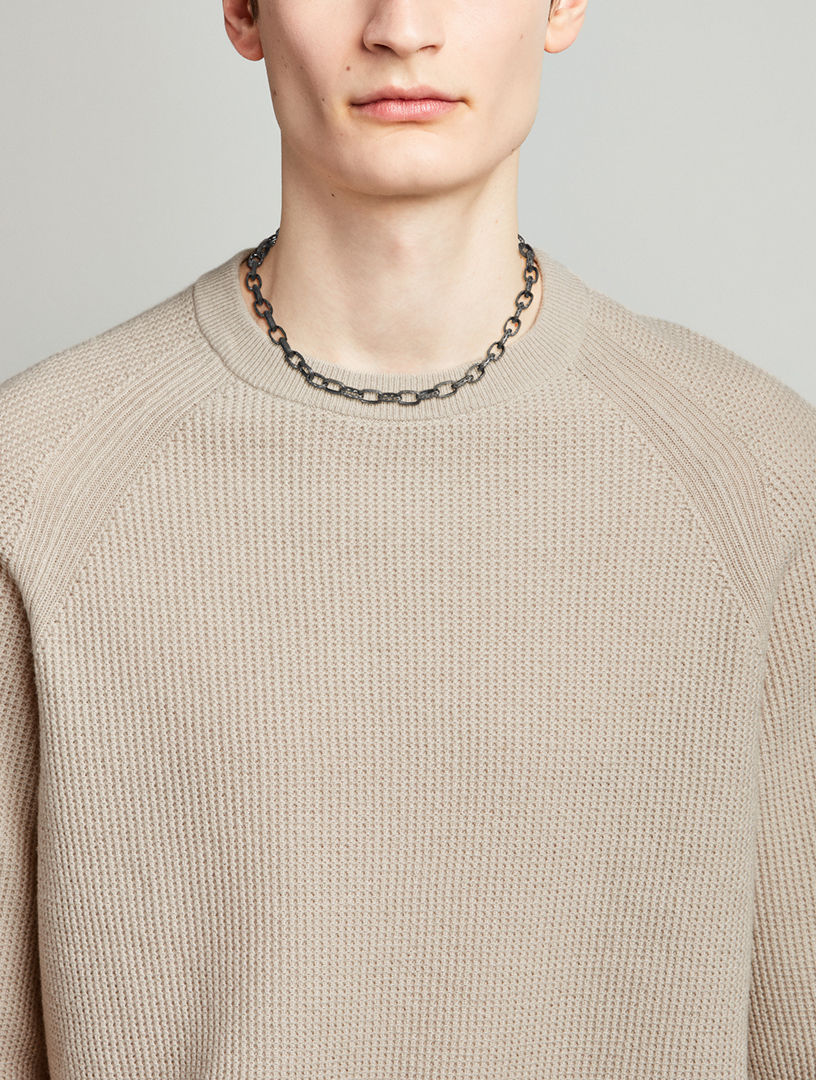 Warrior Oxidized Silver Link Necklace